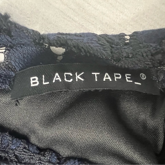 Black Tape | Navy and Black Lace Shift Dress Whimsigoth Preppy Cocktail Sz 8 - Picture 7 of 9